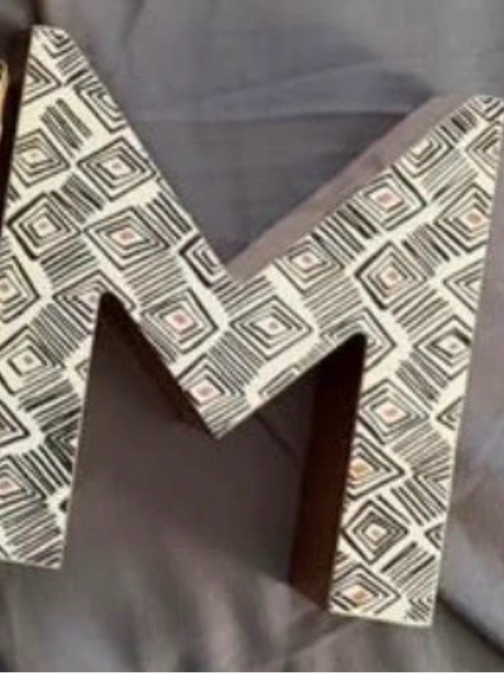 Decorative Letter M Accent -black gold and White 5" by 1" wide table decor